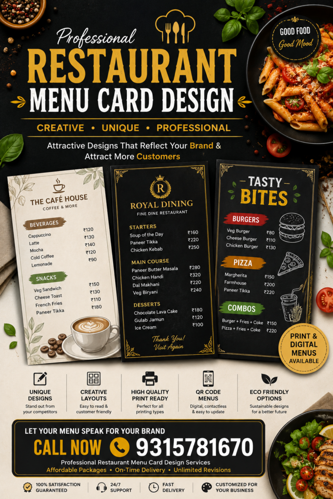 restaurant menu card design