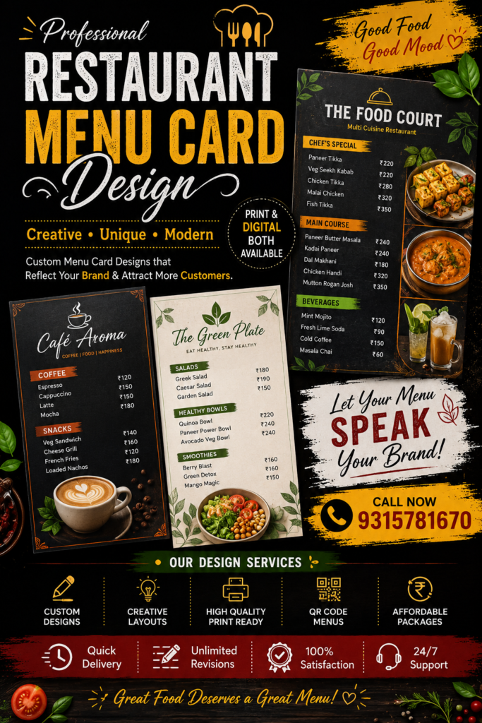 restaurant menu card design